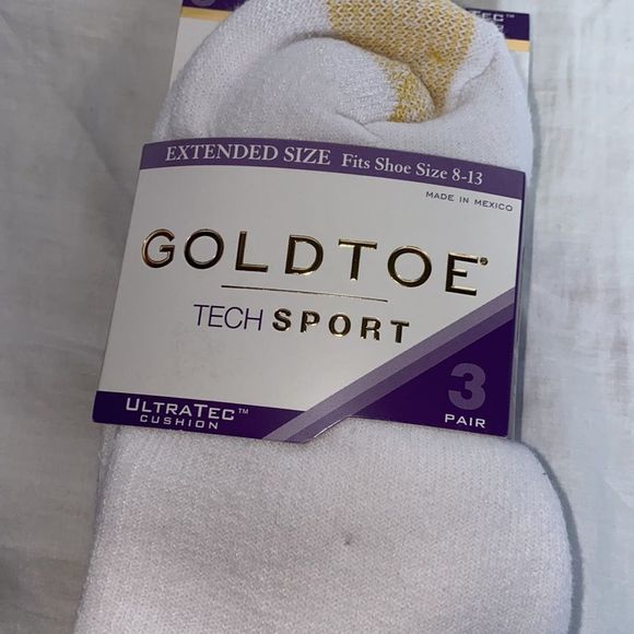 GOLDTOE® White Ultratec Quarter Socks-3 pack NEW! - Picture 3 of 5